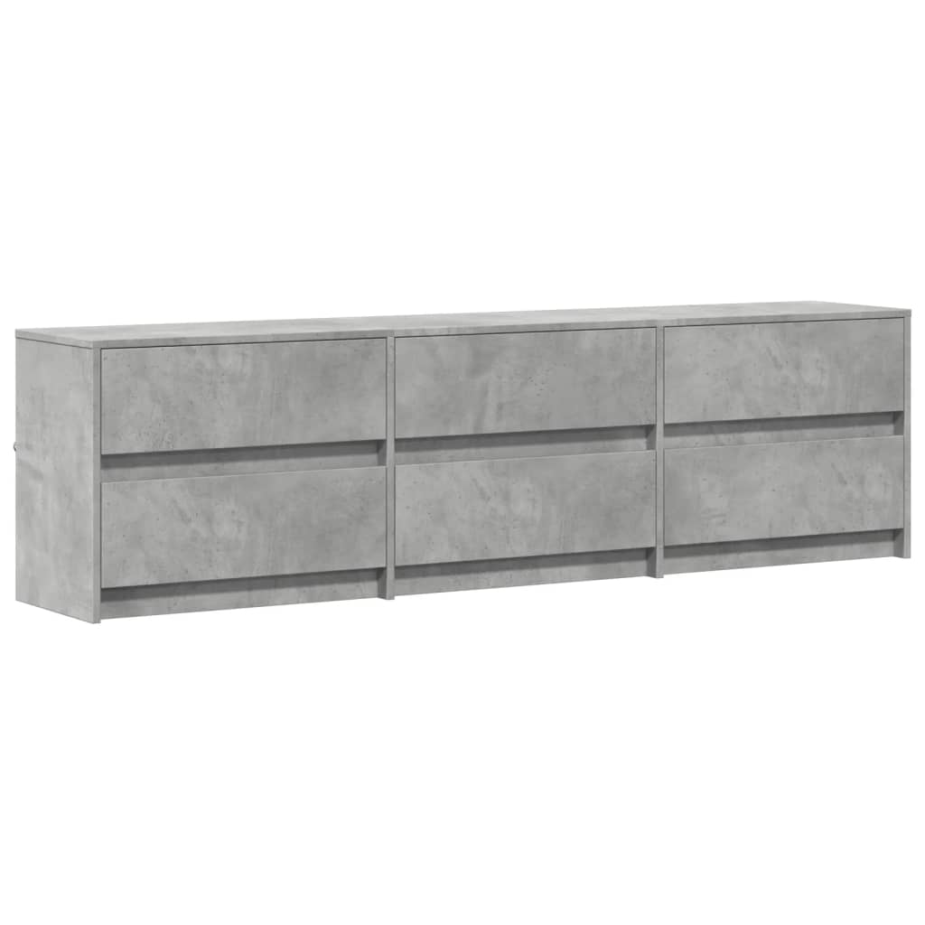 Meuble TV avec LED gris béton 180x34x50 cm bois d'ingénierie - XIOS