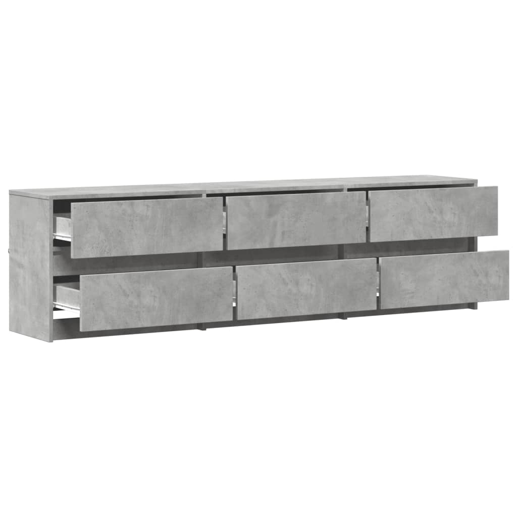 Meuble TV avec LED gris béton 180x34x50 cm bois d'ingénierie - XIOS