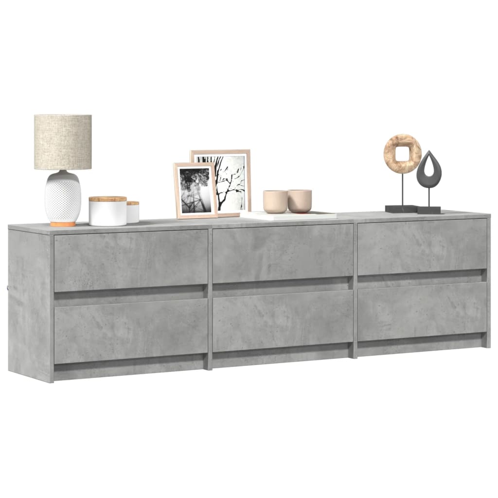 Meuble TV avec LED gris béton 180x34x50 cm bois d'ingénierie - XIOS