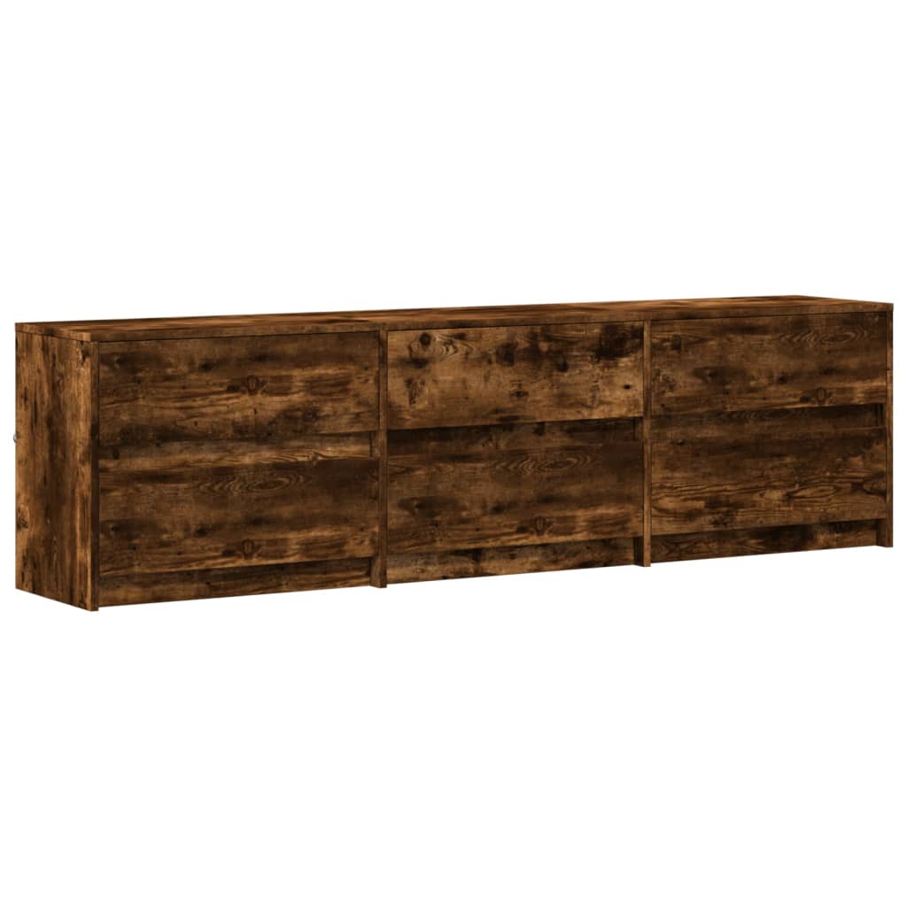 Meuble TV avec LED chêne fumé 180x34x50 cm bois d'ingénierie - XIOS