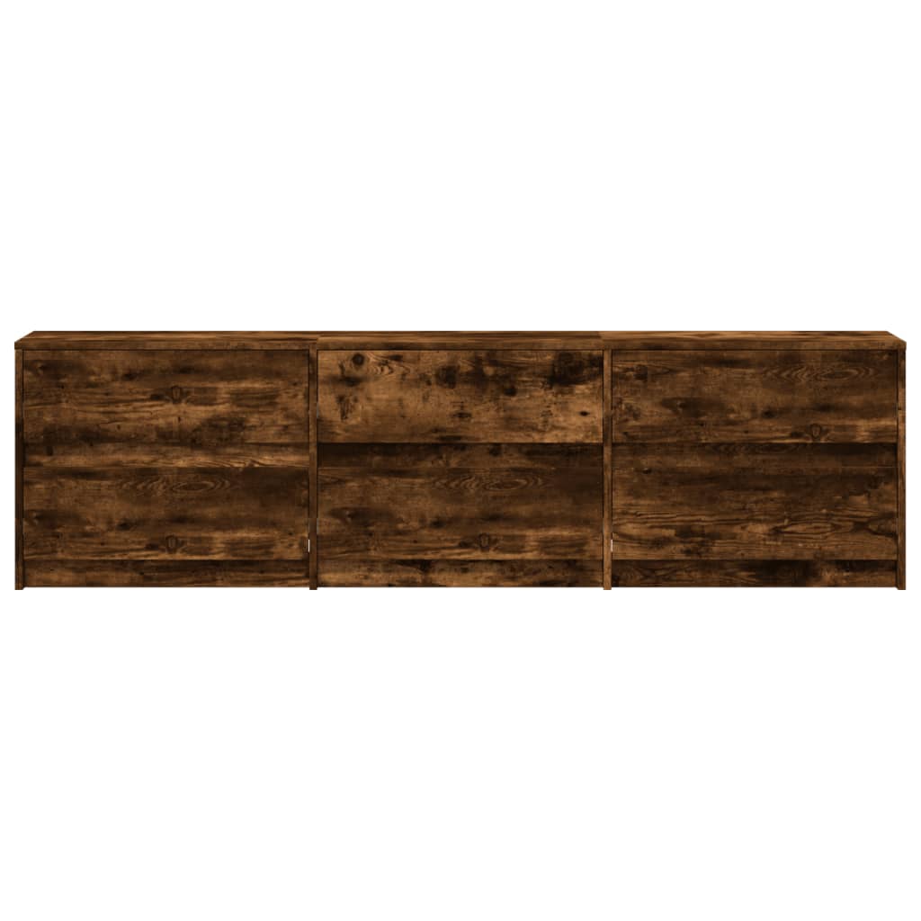 Meuble TV avec LED chêne fumé 180x34x50 cm bois d'ingénierie - XIOS