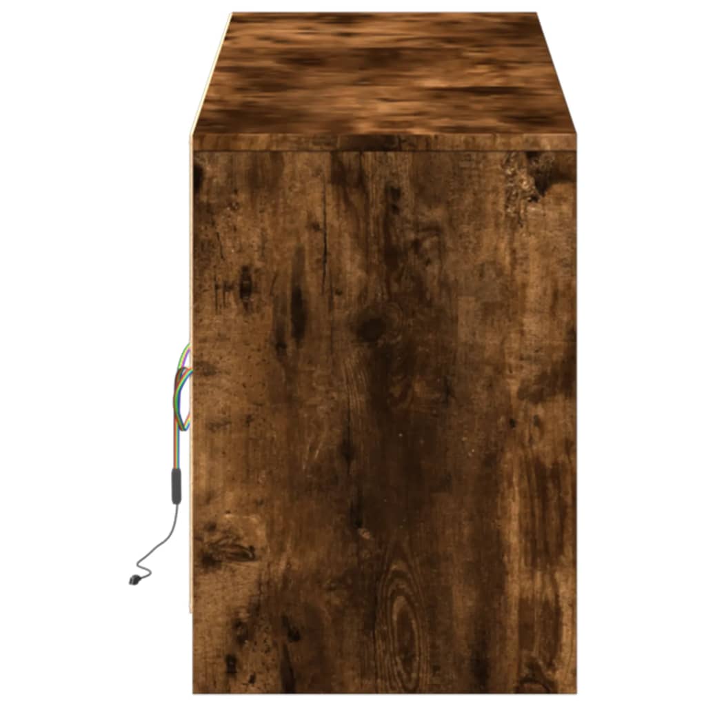Meuble TV avec LED chêne fumé 180x34x50 cm bois d'ingénierie - XIOS