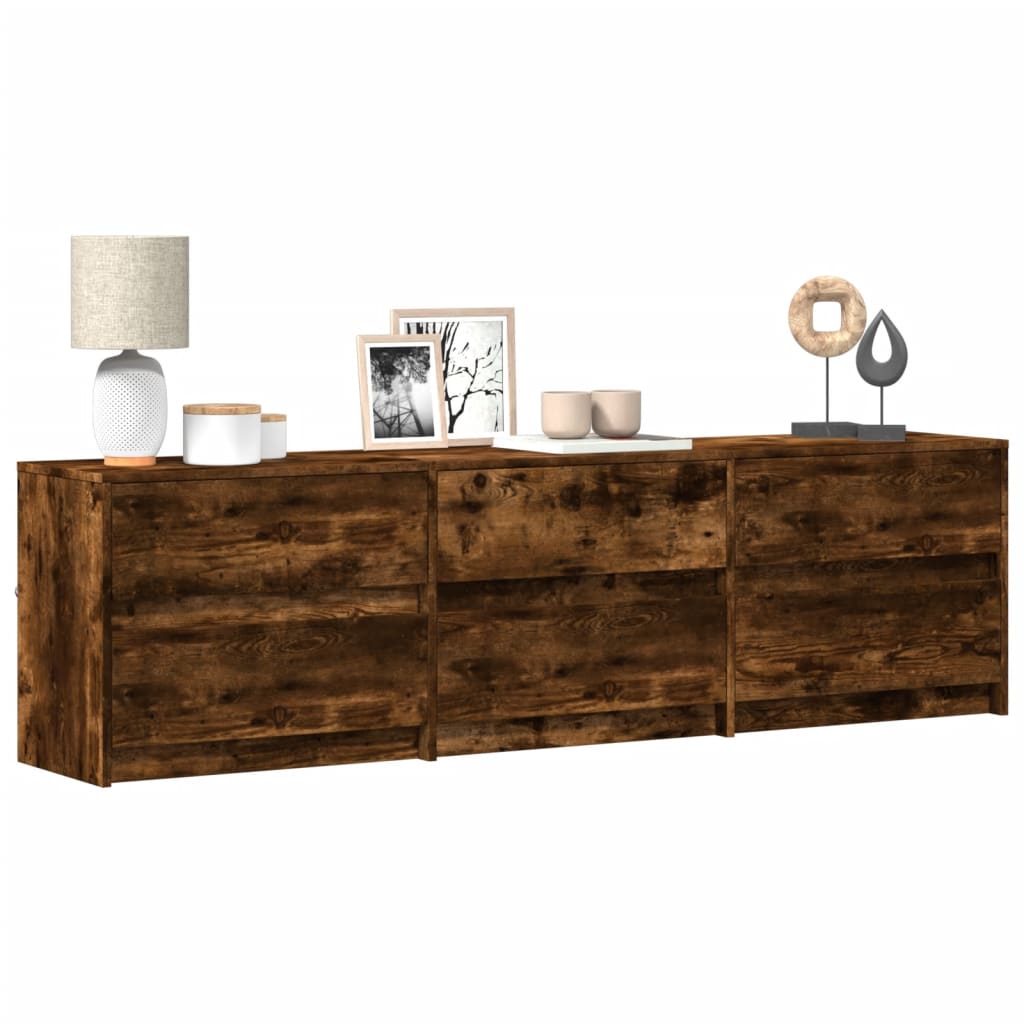 Meuble TV avec LED chêne fumé 180x34x50 cm bois d'ingénierie - XIOS