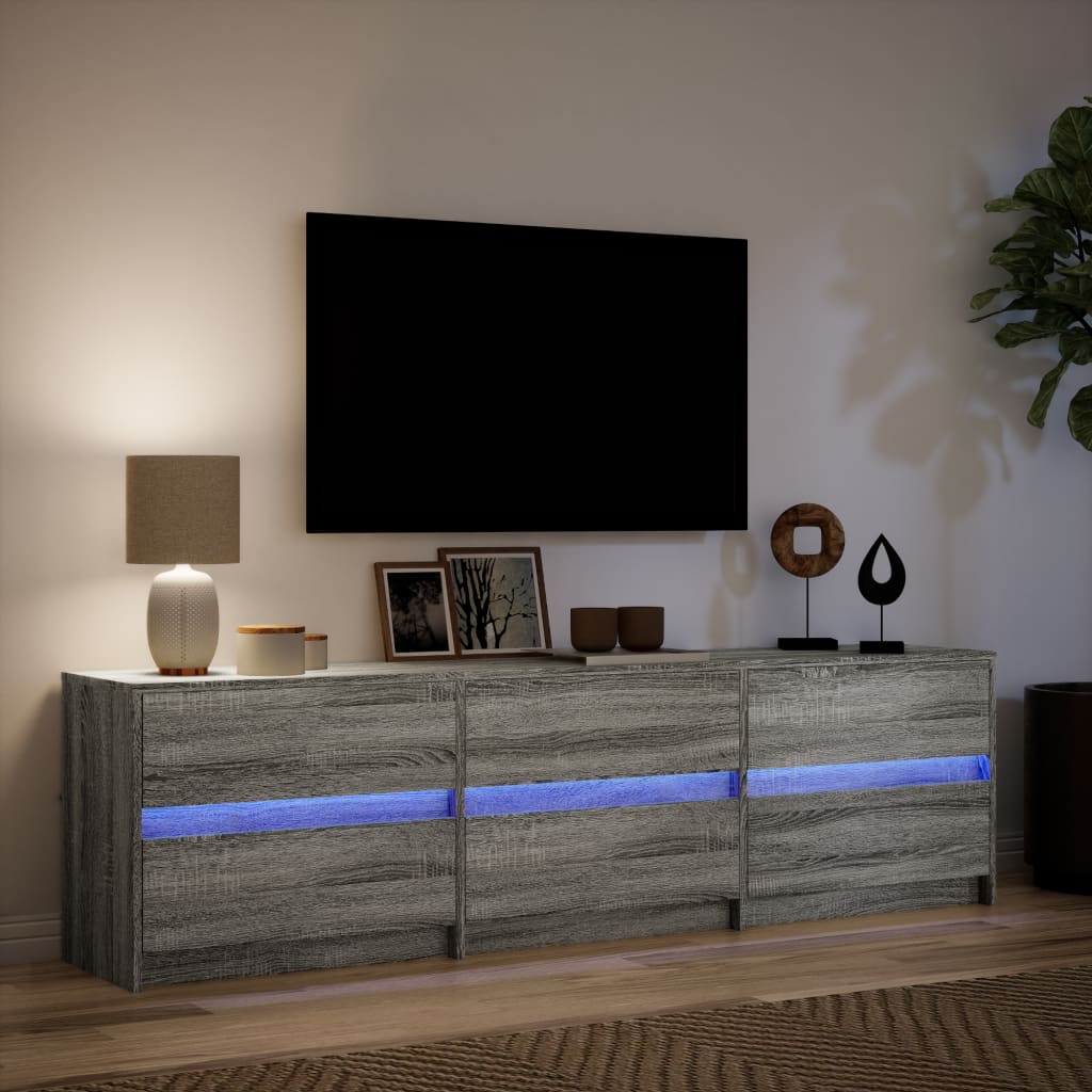 Meuble TV avec LED sonoma gris 180x34x50 cm bois d'ingénierie - XIOS