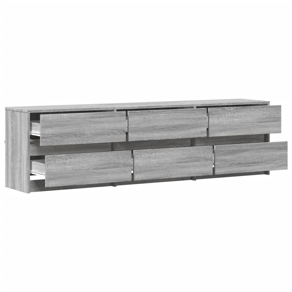 Meuble TV avec LED sonoma gris 180x34x50 cm bois d'ingénierie - XIOS