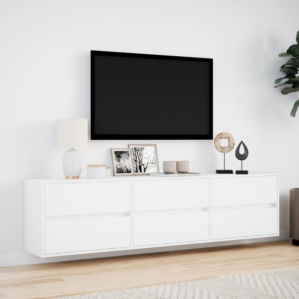 Meuble TV mural avec LED blanc 180x31x45 cm - XIOS