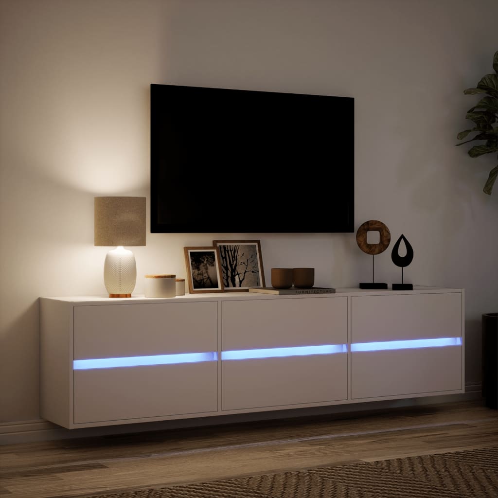 Meuble TV mural avec LED blanc 180x31x45 cm - XIOS