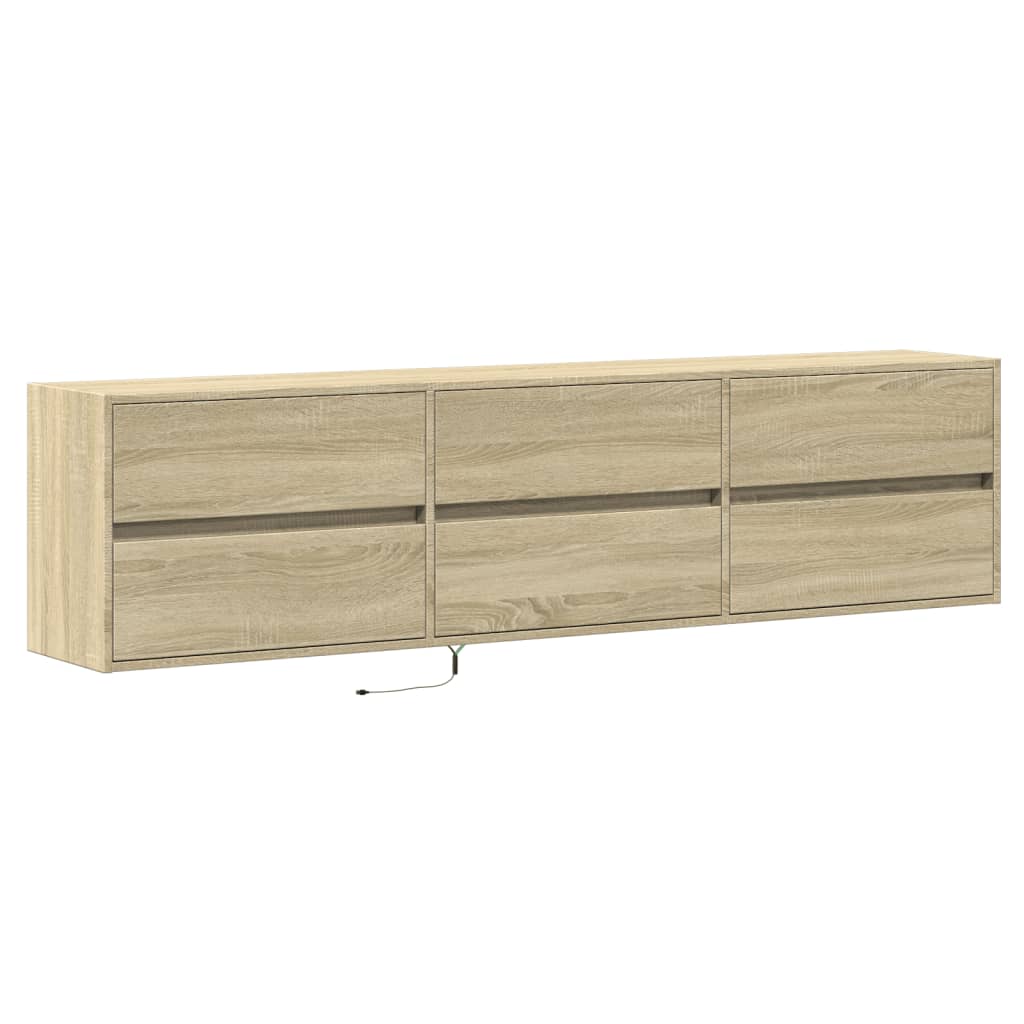 Meuble TV mural avec LED chêne sonoma 180x31x45 cm - XIOS