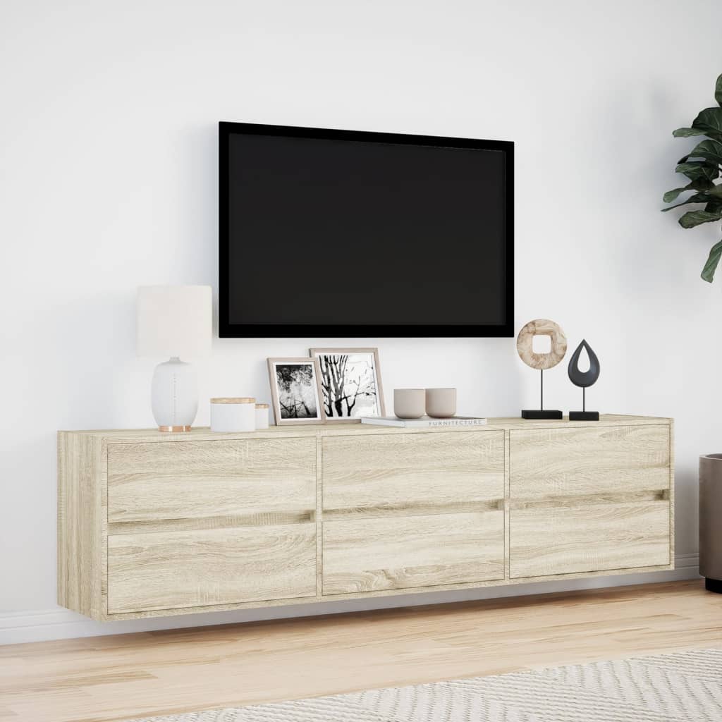 Meuble TV mural avec LED chêne sonoma 180x31x45 cm - XIOS