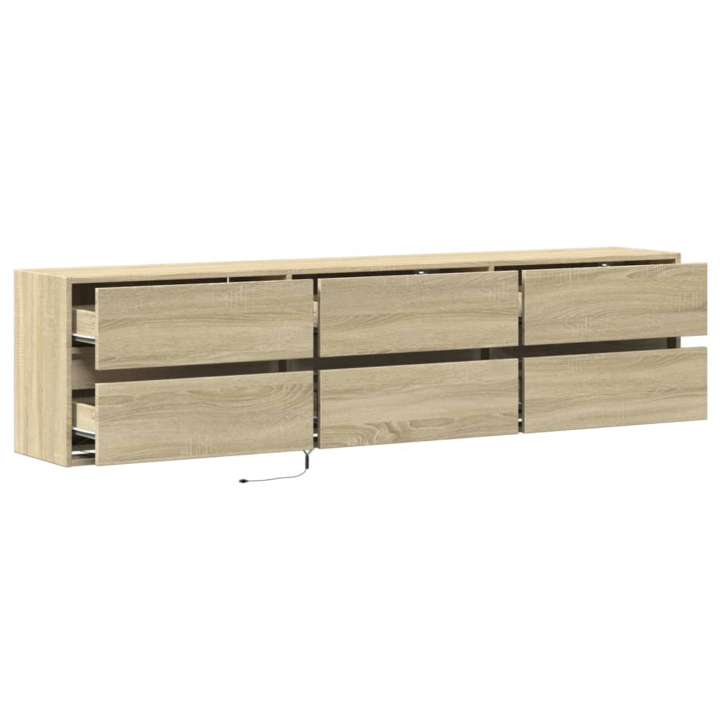Meuble TV mural avec LED chêne sonoma 180x31x45 cm - XIOS