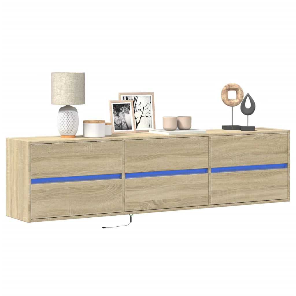 Meuble TV mural avec LED chêne sonoma 180x31x45 cm - XIOS