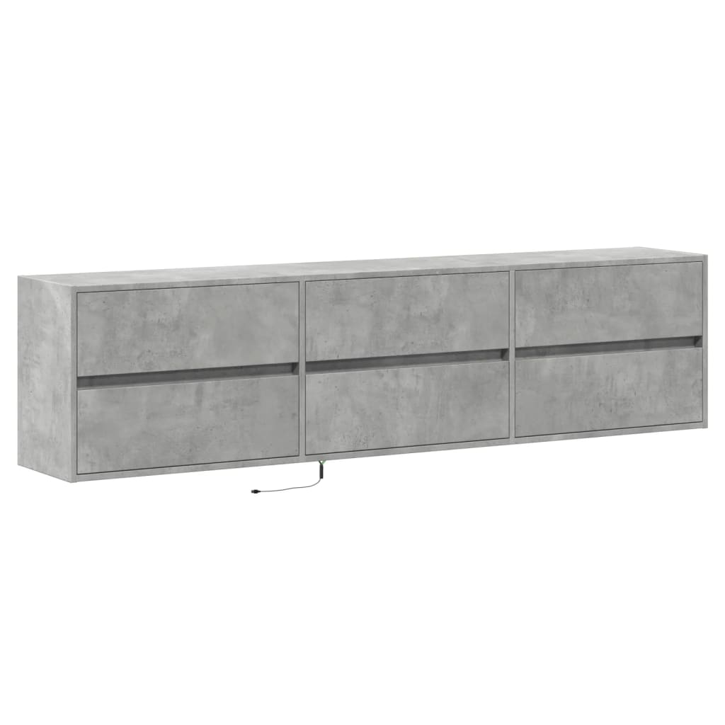Meuble TV mural avec LED gris béton 180x31x45 cm - XIOS