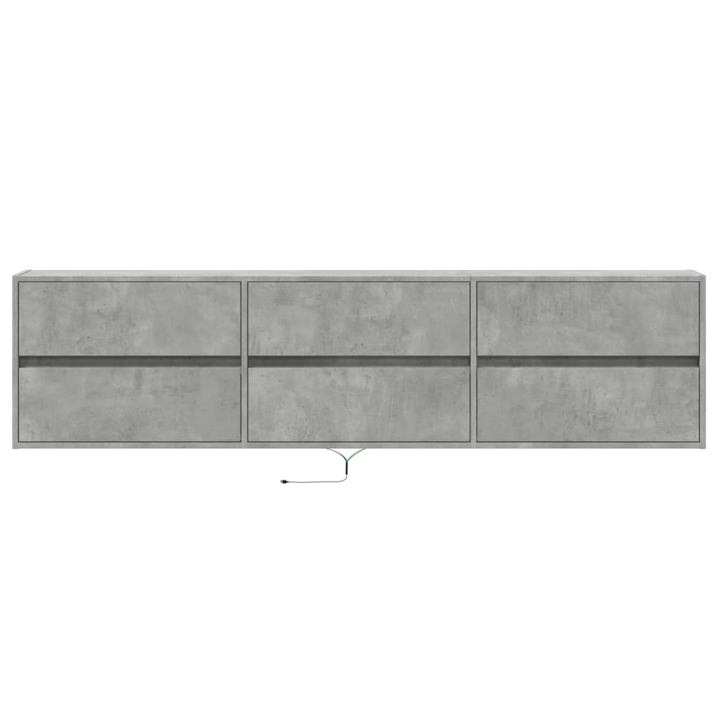 Meuble TV mural avec LED gris béton 180x31x45 cm - XIOS