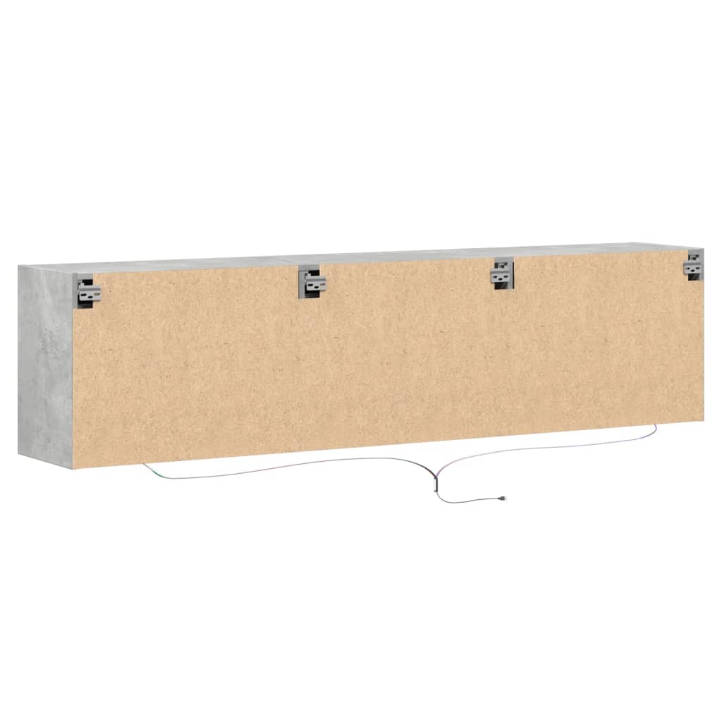 Meuble TV mural avec LED gris béton 180x31x45 cm - XIOS