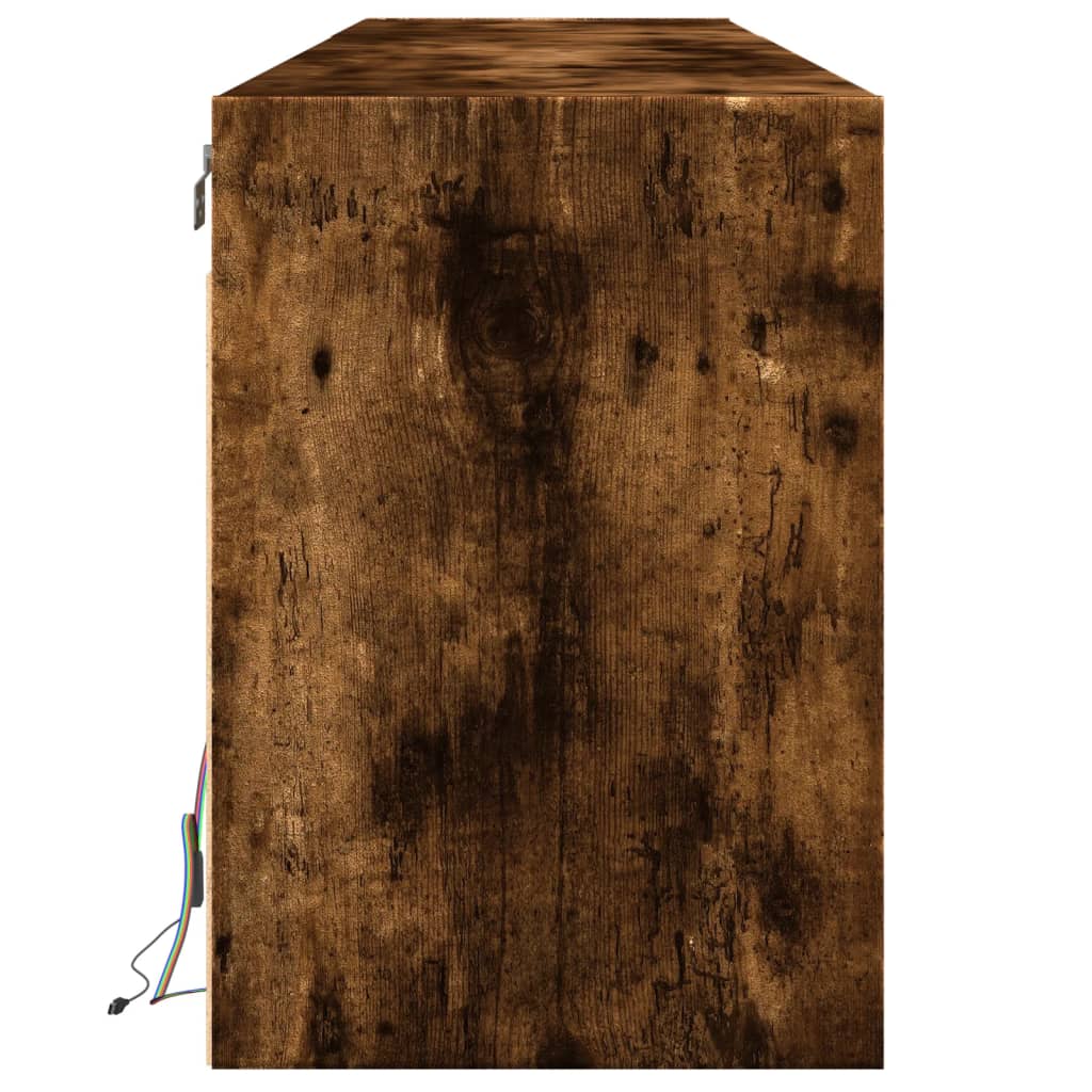 Meuble TV mural avec LED chêne fumé 180x31x45 cm - XIOS
