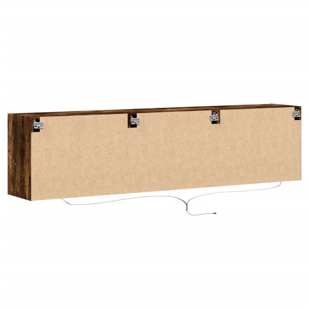 Meuble TV mural avec LED chêne fumé 180x31x45 cm - XIOS
