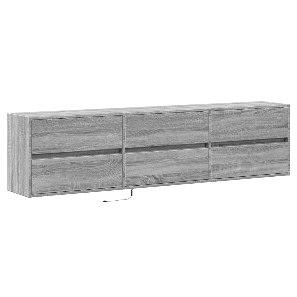 Meuble TV mural avec LED sonoma gris 180x31x45 cm - XIOS