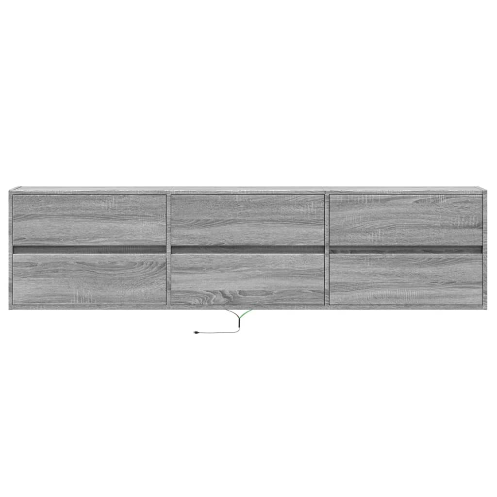 Meuble TV mural avec LED sonoma gris 180x31x45 cm - XIOS