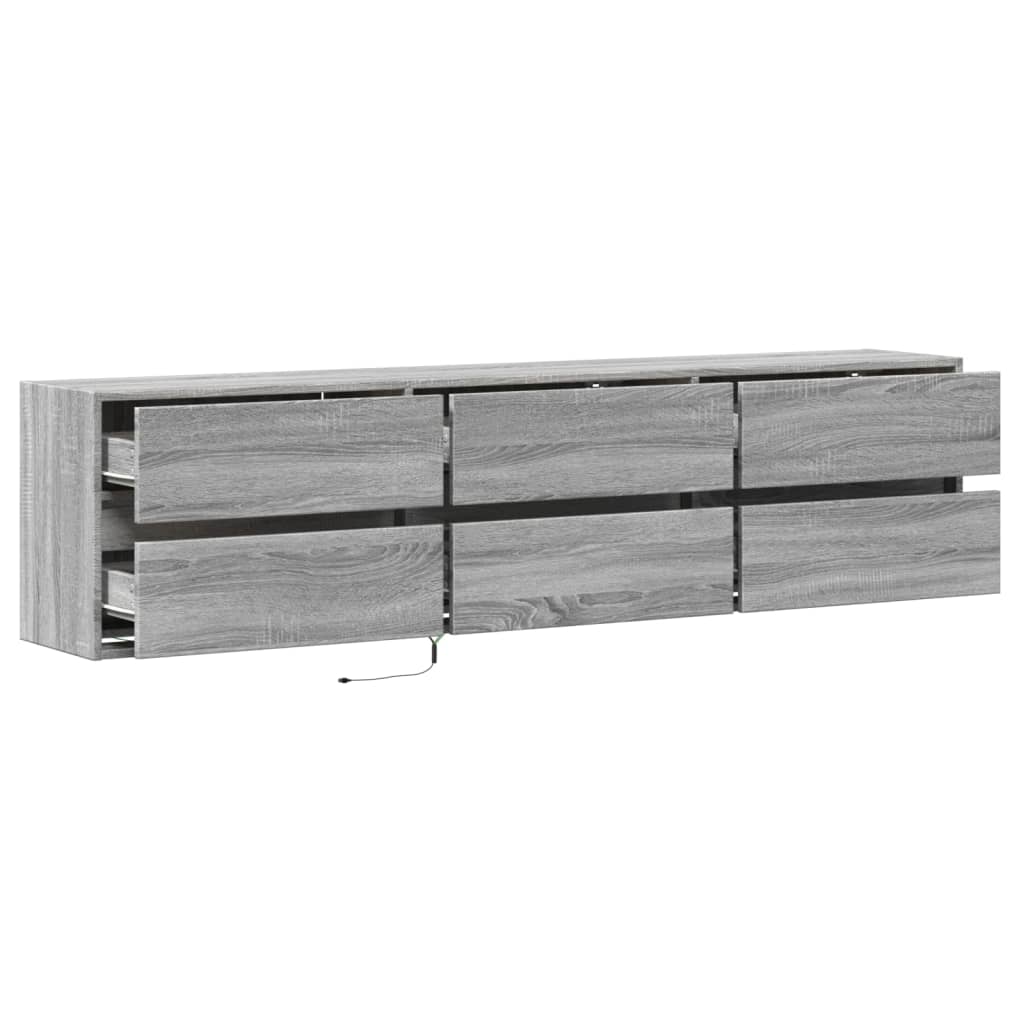 Meuble TV mural avec LED sonoma gris 180x31x45 cm - XIOS