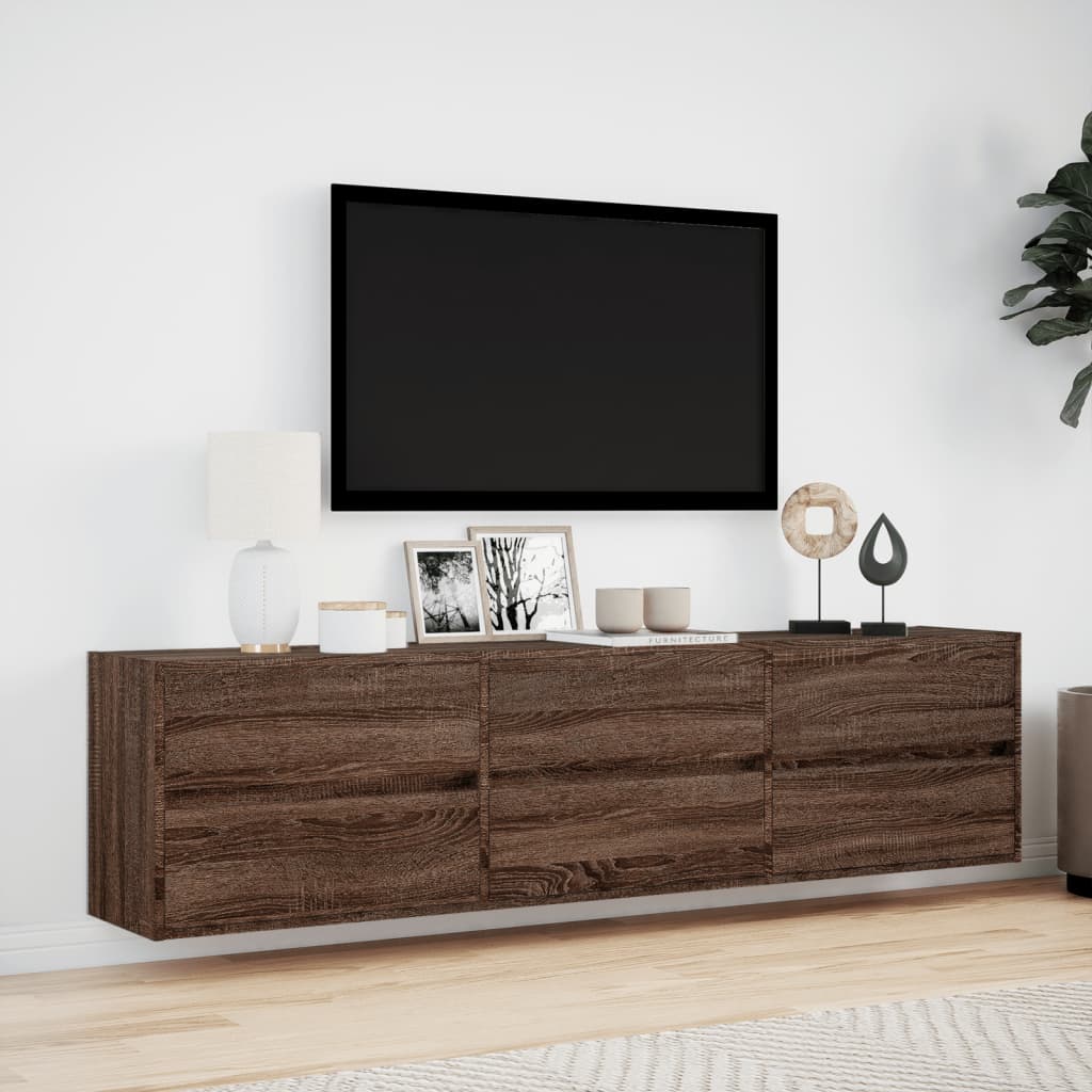 Meuble TV mural avec LED chêne marron 180x31x45 cm - XIOS