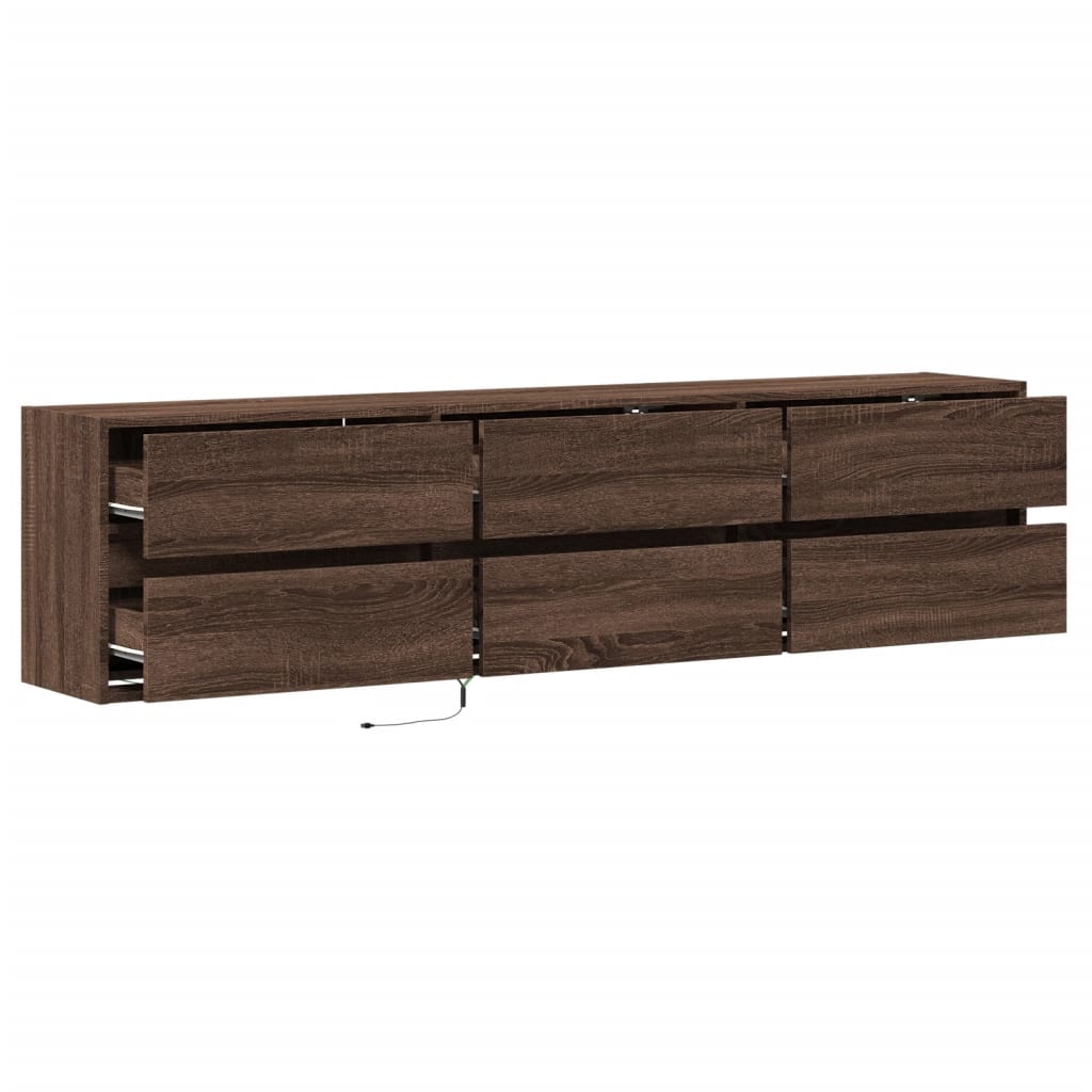 Meuble TV mural avec LED chêne marron 180x31x45 cm - XIOS