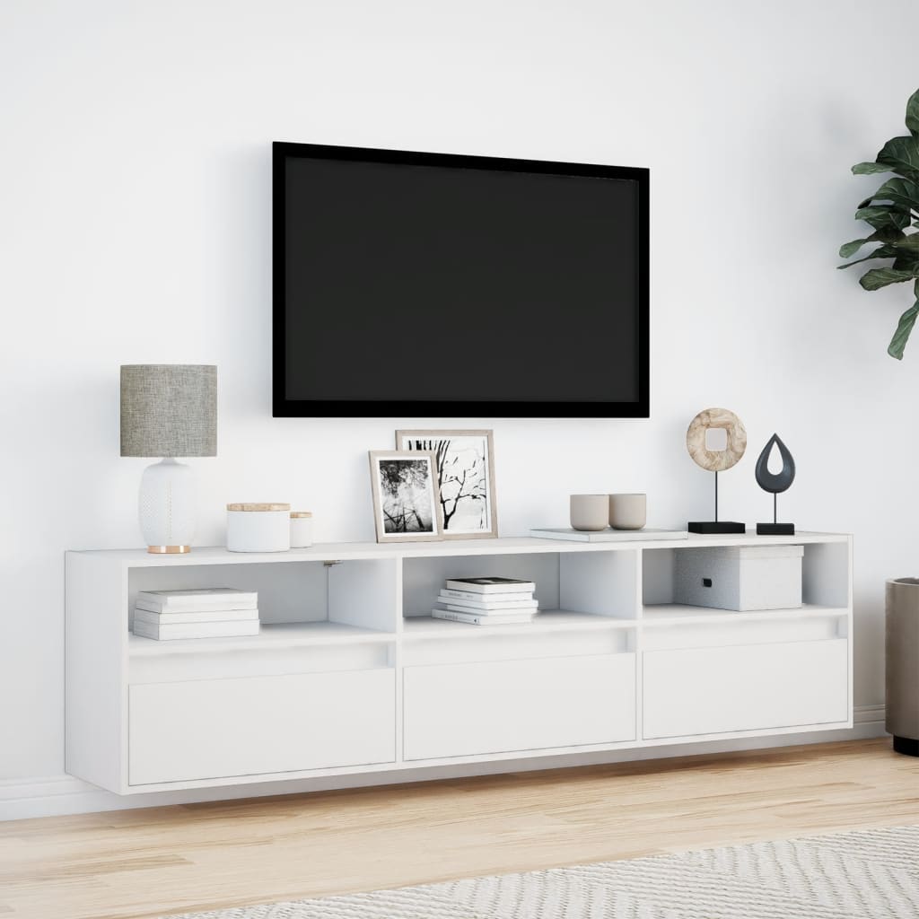 Meuble TV mural avec LED blanc 180x31x45 cm - XIOS