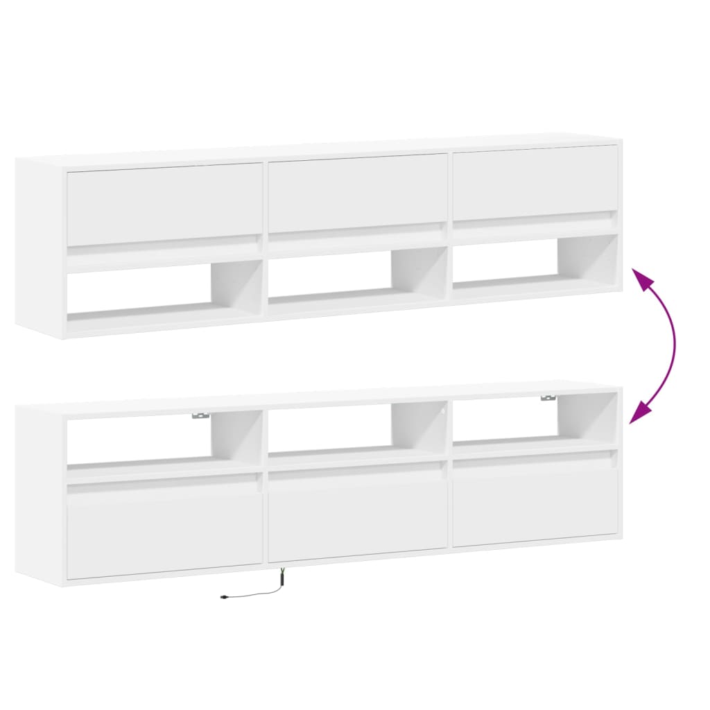 Meuble TV mural avec LED blanc 180x31x45 cm - XIOS