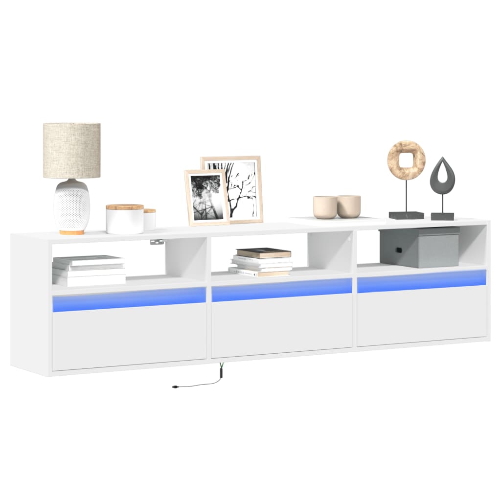Meuble TV mural avec LED blanc 180x31x45 cm - XIOS
