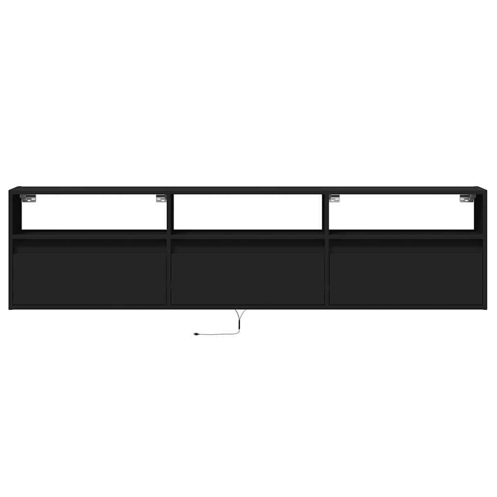 Meuble TV mural avec éclairage LED noir 180 x 31 x 45 cm - XIOS