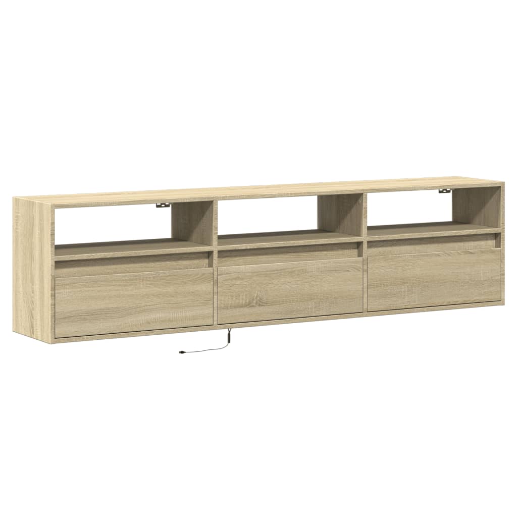 Meuble TV mural avec LED chêne sonoma 180x31x45 cm - XIOS