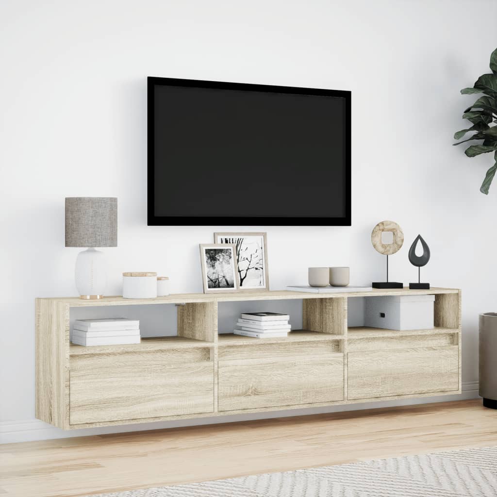 Meuble TV mural avec LED chêne sonoma 180x31x45 cm - XIOS