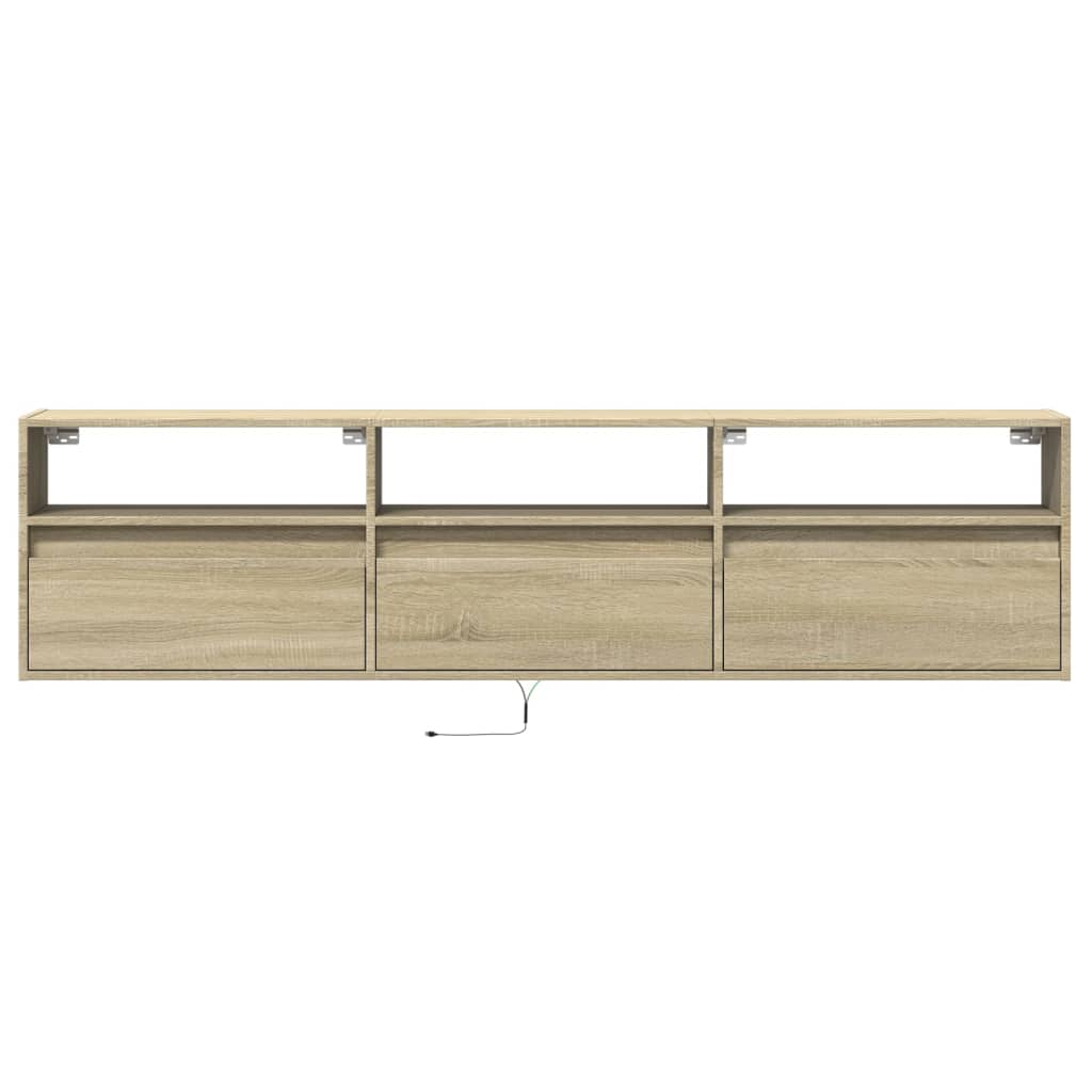Meuble TV mural avec LED chêne sonoma 180x31x45 cm - XIOS