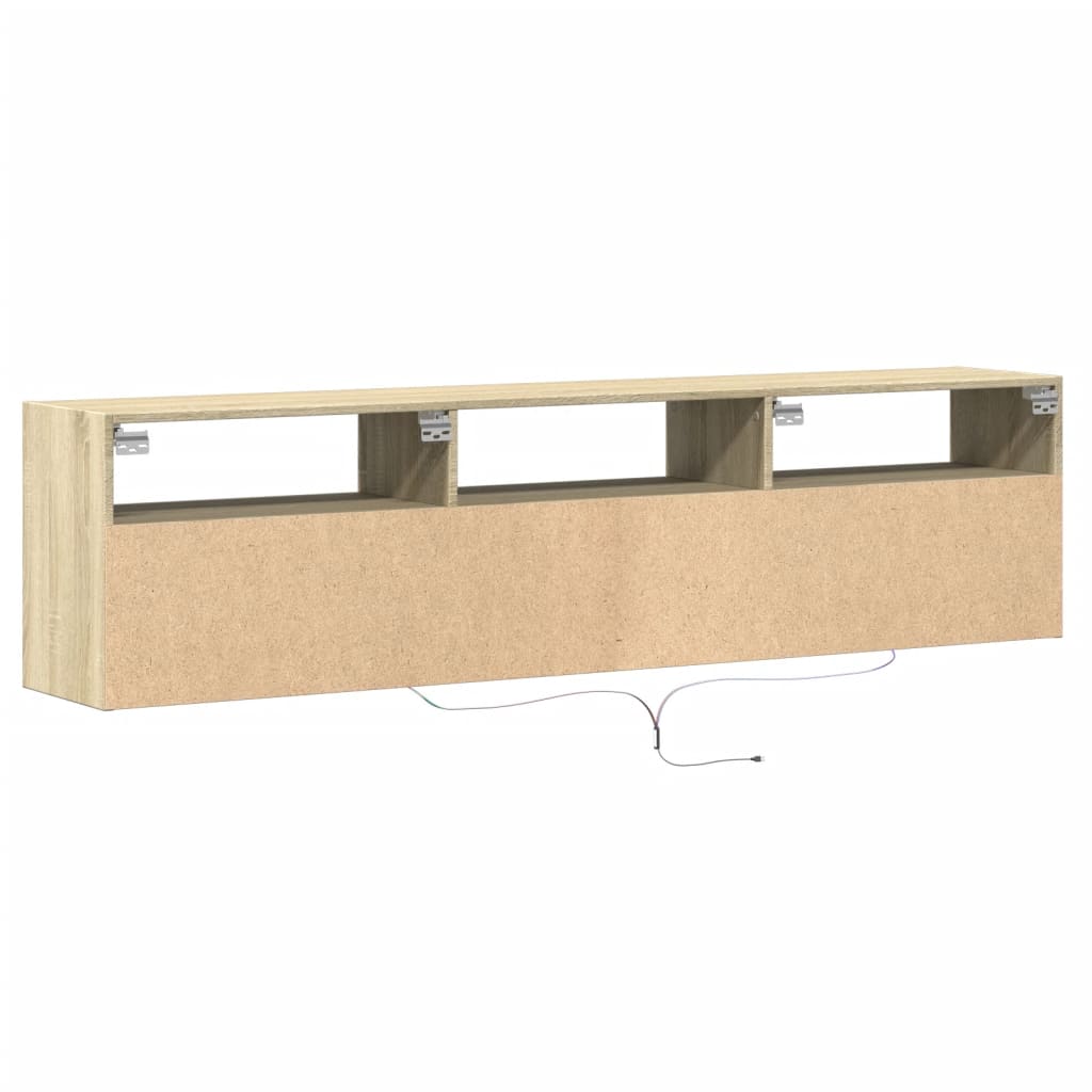 Meuble TV mural avec LED chêne sonoma 180x31x45 cm - XIOS