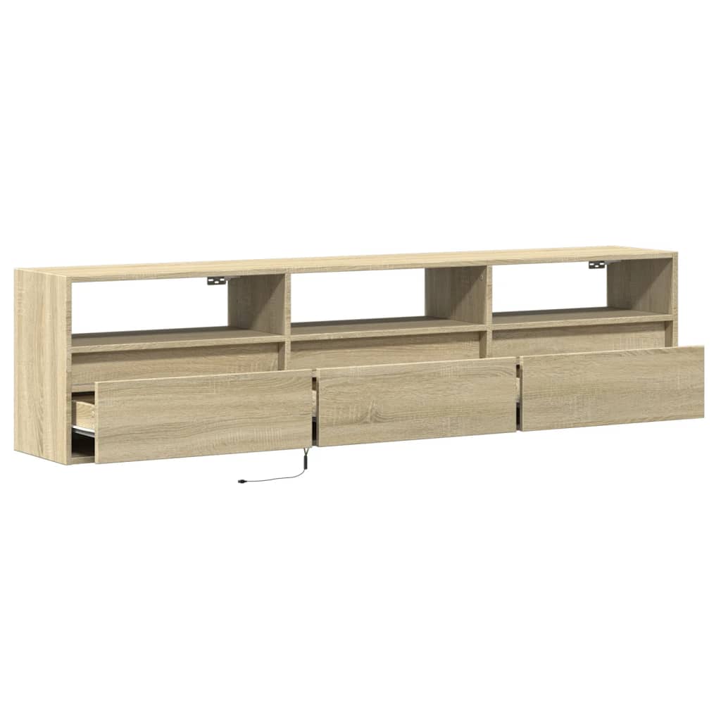 Meuble TV mural avec LED chêne sonoma 180x31x45 cm - XIOS