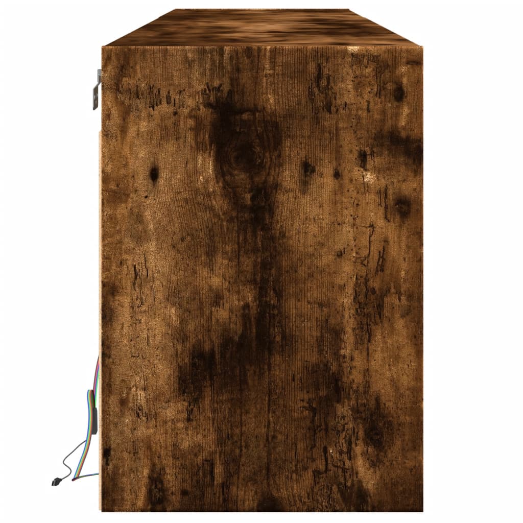 Meuble TV mural avec LED chêne fumé 180x31x45 cm - XIOS