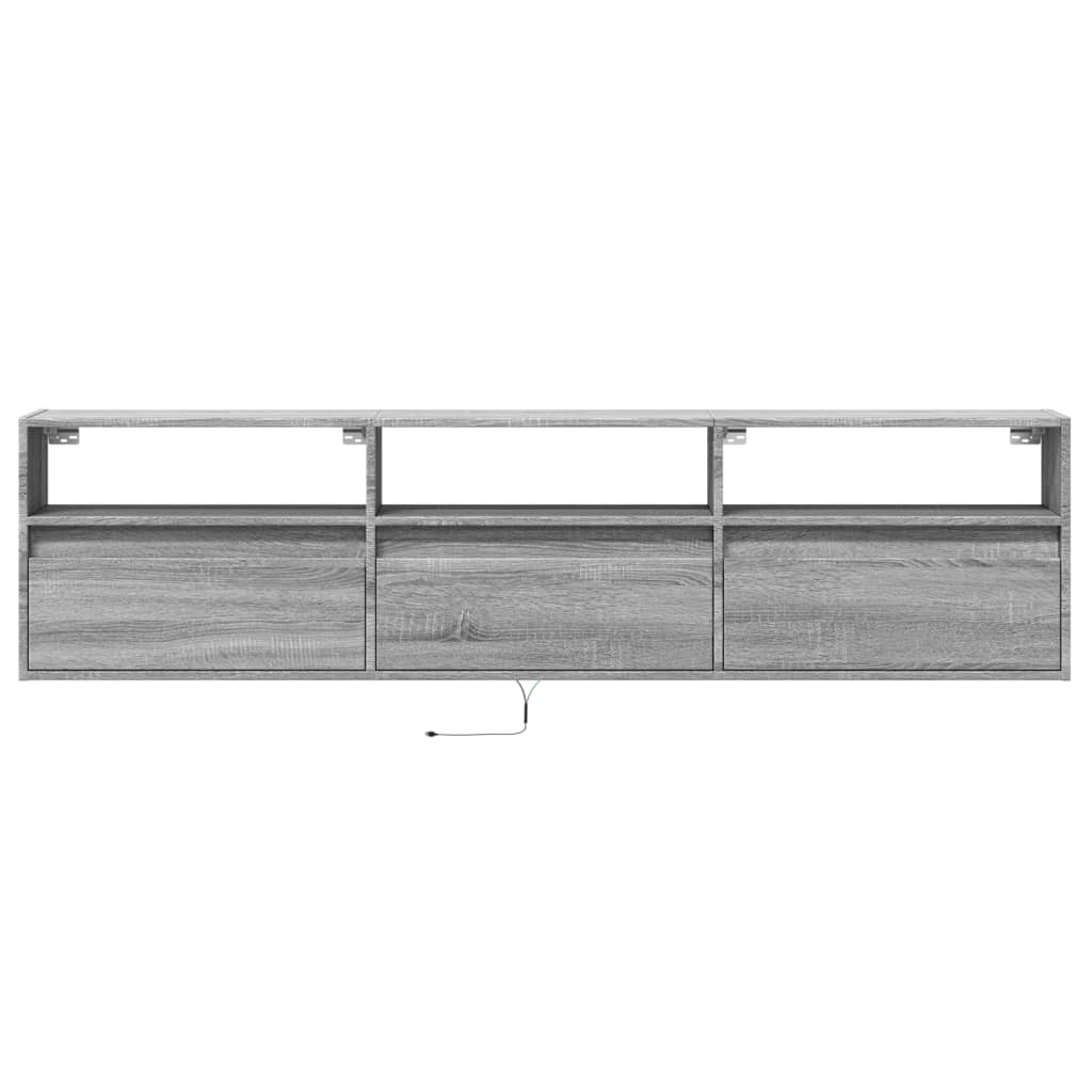 Meuble TV mural avec LED sonoma gris 180x31x45 cm - XIOS