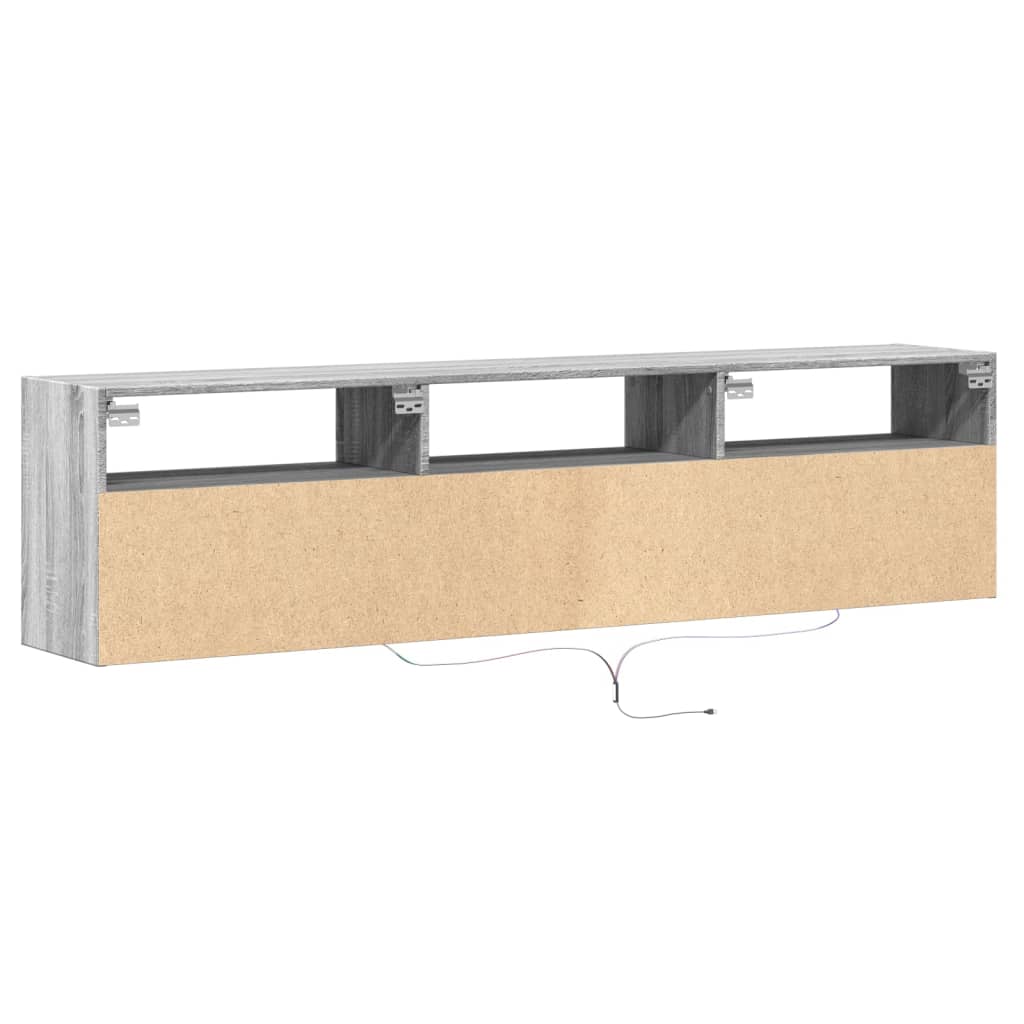 Meuble TV mural avec LED sonoma gris 180x31x45 cm - XIOS