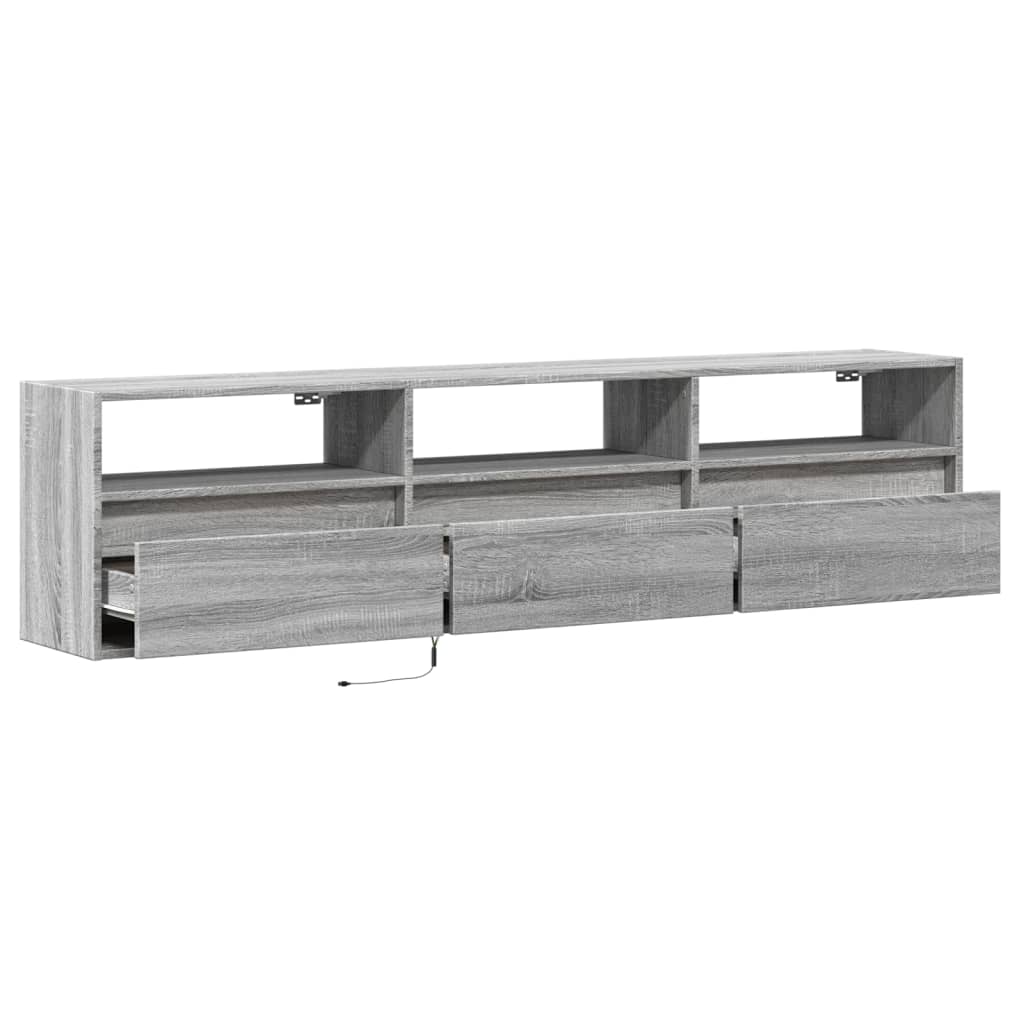 Meuble TV mural avec LED sonoma gris 180x31x45 cm - XIOS