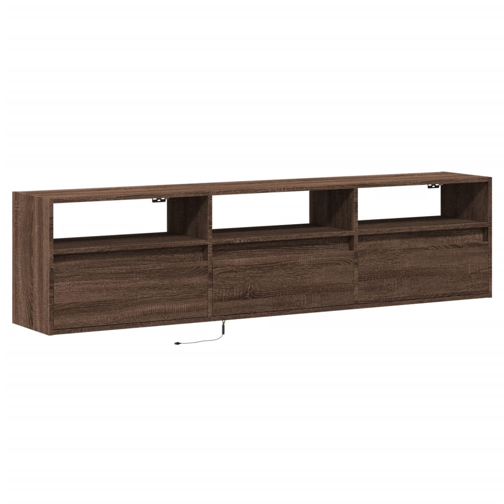 Meuble TV mural avec LED chêne marron 180x31x45 cm - XIOS