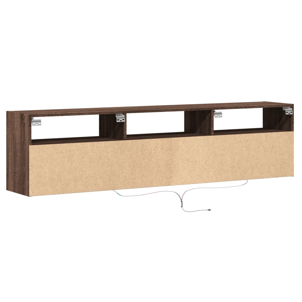 Meuble TV mural avec LED chêne marron 180x31x45 cm - XIOS