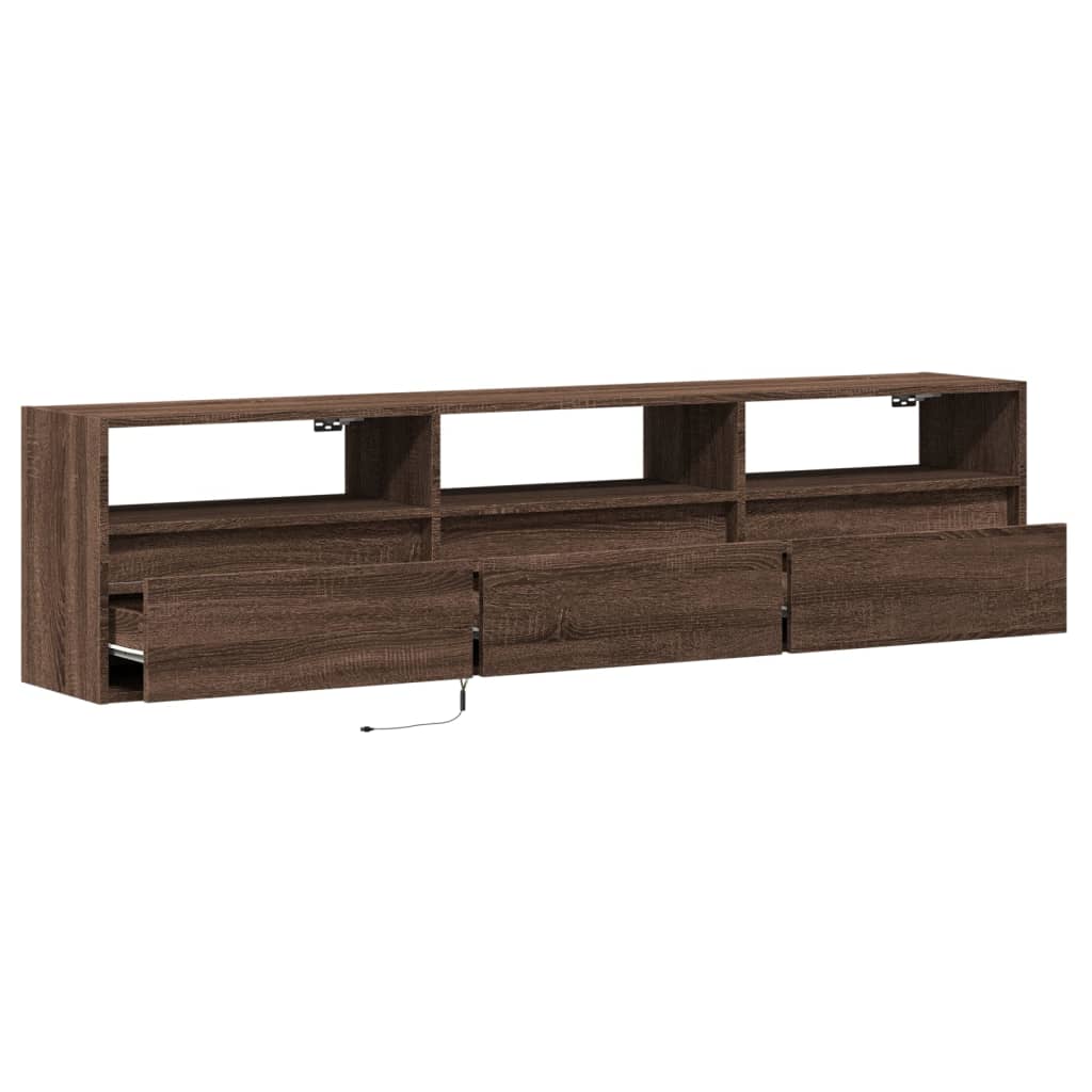 Meuble TV mural avec LED chêne marron 180x31x45 cm - XIOS