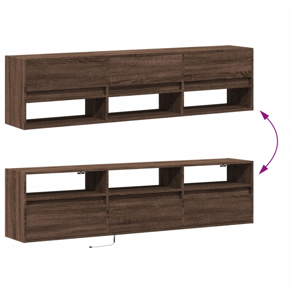 Meuble TV mural avec LED chêne marron 180x31x45 cm - XIOS