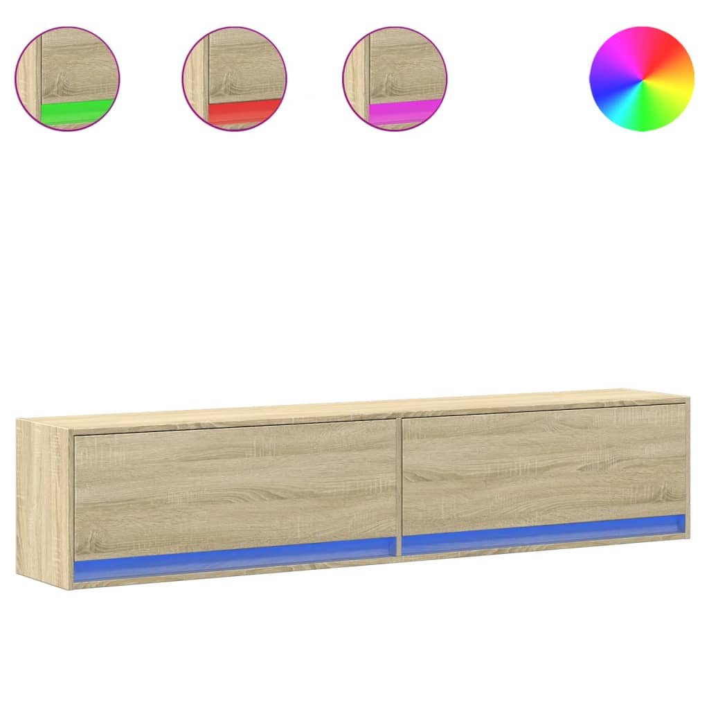 Meuble TV mural avec LED chêne sonoma 180x31x38 cm - XIOS
