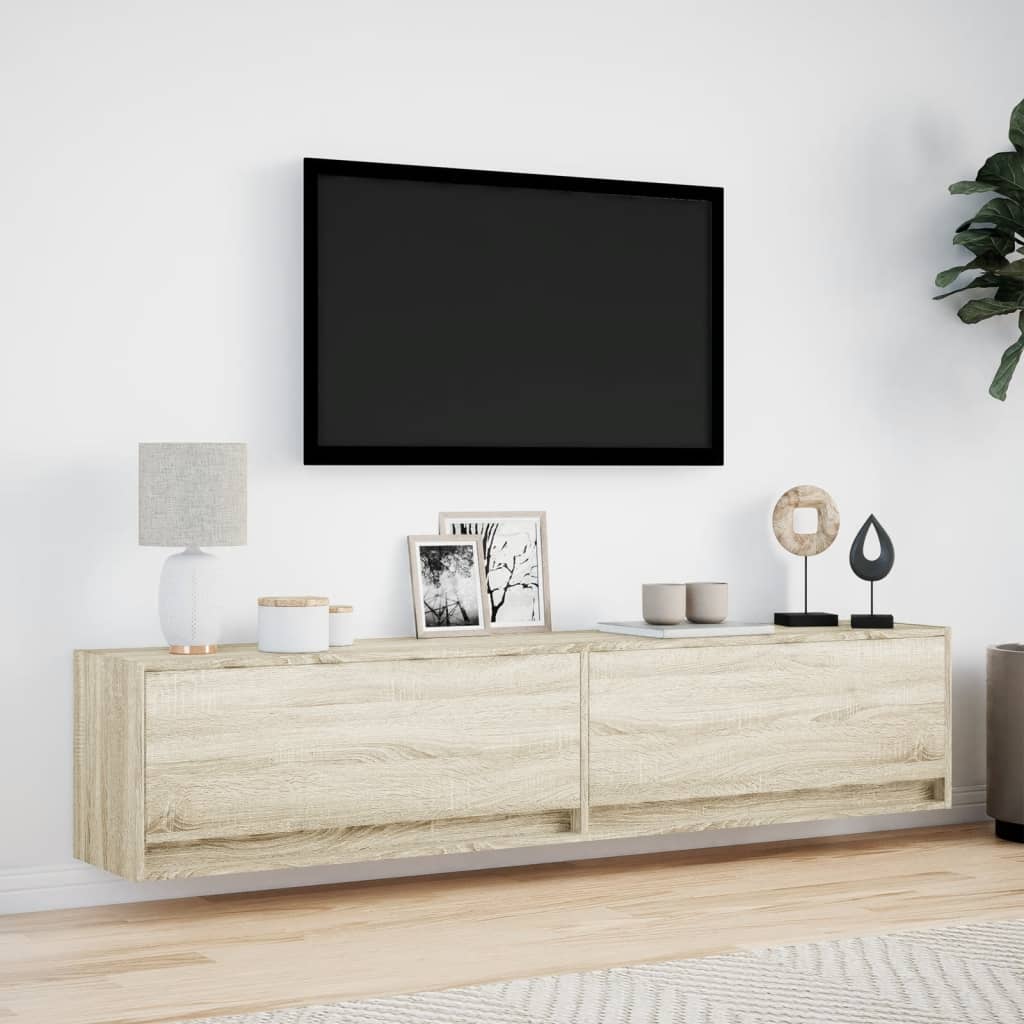 Meuble TV mural avec LED chêne sonoma 180x31x38 cm - XIOS