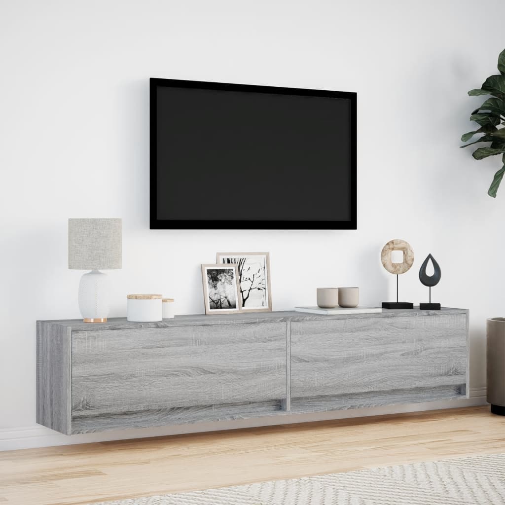 Meuble TV mural avec LED sonoma gris 180x31x38 cm - XIOS