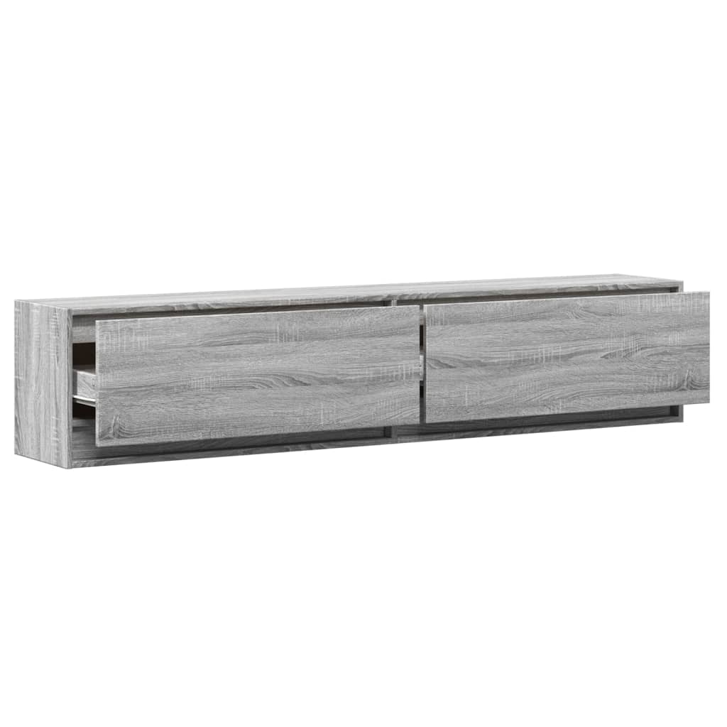 Meuble TV mural avec LED sonoma gris 180x31x38 cm - XIOS