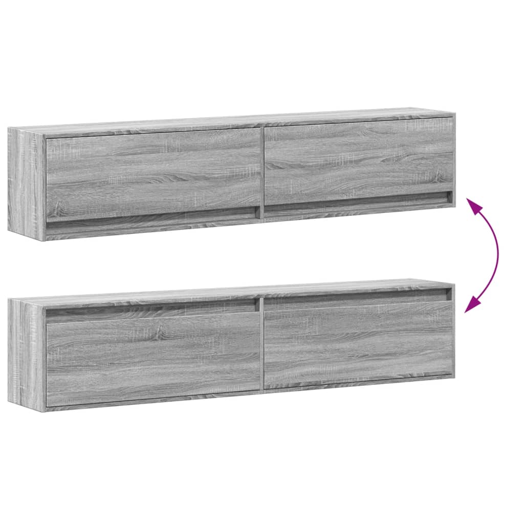 Meuble TV mural avec LED sonoma gris 180x31x38 cm - XIOS