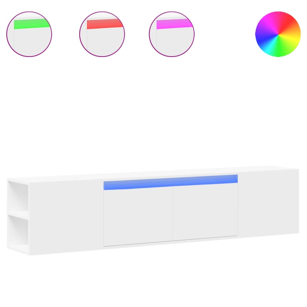 Meuble TV mural avec LED blanc 180x31x39,5 cm - XIOS