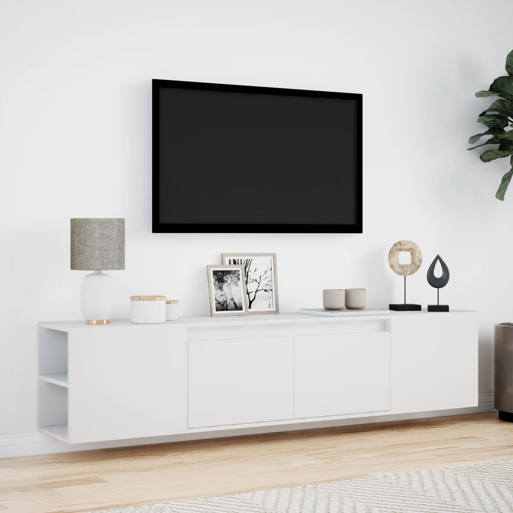 Meuble TV mural avec LED blanc 180x31x39,5 cm - XIOS
