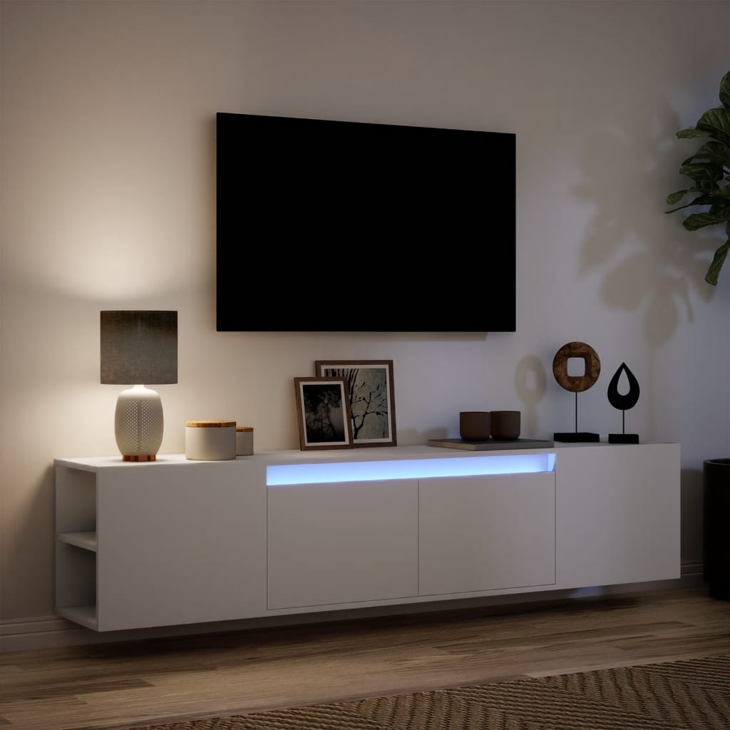 Meuble TV mural avec LED blanc 180x31x39,5 cm - XIOS